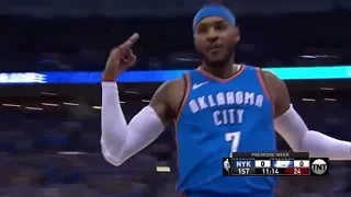 Carmelo Anthony Gets 1st Bucket With Thunder vs. Knicks