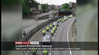 Mark Pell's funeral - farewell to the paramedic (UK) - BBC London News - 17th May 2022