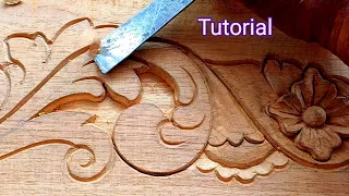 Beginners very easy wood carving tutorial || wooden flower and leaf