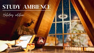 4-HOUR STUDY AMBIENCE 🍹 Relaxing Holiday Fireplace ASMR/ Stay Motivated/STUDY WITH ME POMODORO TIMER