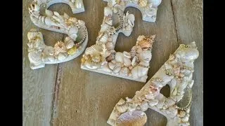 DIY Seashell Covered Letters with rhinestones