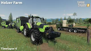 Making Silage from Grass, Finishing & Selling Potatoes stacking Bale│Holzer Farm│FS 19│Timelapse #04