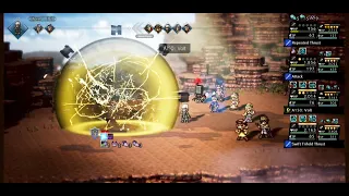 Octopath COTC F2P Showcasing Gilderoy tankability vs I'Cirlo lvl 100 NPC