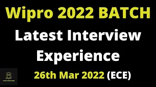 26th March 2022 - Wipro Interview Experience | wipro elite nlth hr+tr interview ques | ECE