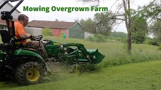 Mowing this Overgrown Vacant Ohio Farm - JD 1025R & Kubota L4400 with @mowingmatt