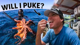 Three Prong Spearfishing (catch and cook) ALMOST PUKED!