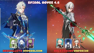 Thanks Mihoyo 4.6 😢!! C0 Arlecchino Vape  & C1 Neuvillete Hyper / Floor 12 - 9⭐ / Genshin Impact