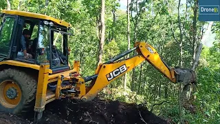 Mid Jungle-Hilly Road Construction -JCB Backhoe Loader-For School Road