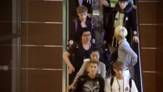 130715 EXO at the Sheremetyevo Airport, exiting the passport control lounge