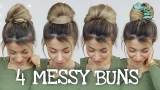 4 MESSY BUNS EASY 💚 Medium & Long Hairstyles