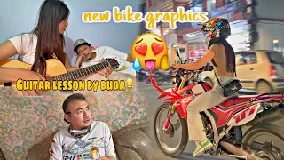 NEW BIKE? Graphic change 🤪 Buda sanga Guitar baujauna sikdai😂 😍 Dulla dai sanga vetghat