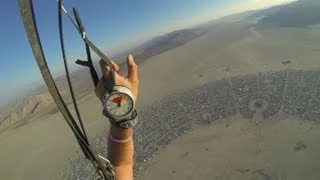 Sunset skydive over Burning Man with the BEST "welcome home" landing ever!!