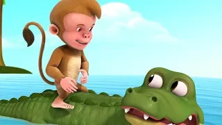 The Monkey and the Crocodile Story | Telugu Stories for Children | Infobells