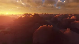 Calming travel through the clouds during sunrise, no sound