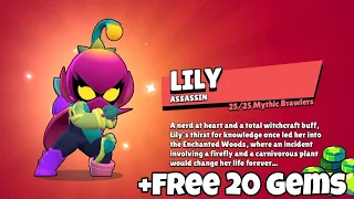 New brawler Lily is here! + How to get 20 gems for free! Brawl stars