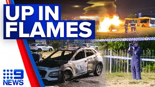 Driver fighting for life after car bursts into flames in Melbourne | 9 News Australia