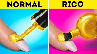 DIYS: RICO X SEM GRANA || Unhas e Cabelos Longos! Truques Femininos para os Pais, por 123 GO! TRENDS