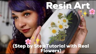 How to Make a Two Toned Epoxy Resin Tray with Real Flowers (Beautiful DIY Resin Art for Beginners)