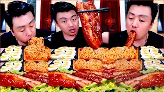 Today Xiaofeng Eating Pork, Fried Noodles, Egg Really delicious | Xiaofeng Mukbang #84