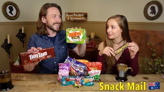 American Couple Tries Classic Australia Snacks | Snack Mail