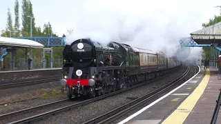 35028 'Clan Line' Whistling through Winchfield at 73mph with The 50th Anniversary Pullman - 27/04/24