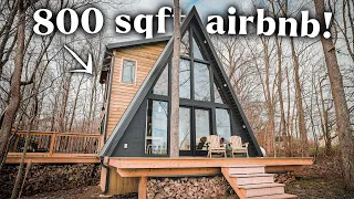 UNIQUE and Cozy A-FRAME Airbnb on 20 ACRES! | The Black Gables A-Frame *Full Tour*