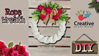 How to make a braided rope wreath tutorial - DIY Farmhouse wreath step by step