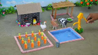 DIY how to make cow shed | DIY Farm Diorama with house of animals | horse house | mini hand pump