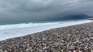 Beautiful beach and sky after the rain. Beach Park. Konyaalti Antalya Turkey