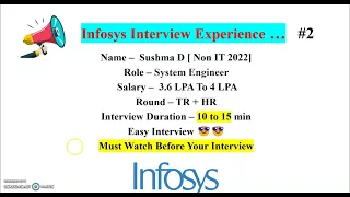 Infosys Interview Experience 2022 Batch | Infosys System Engineer Interview | Easy Interview  😁😁