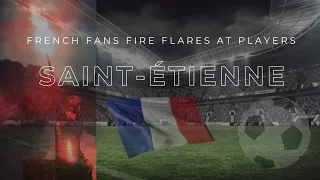 SAINT-ÉTIENNE | Fans fire flares at players during pitch invasion | #football #france #flare