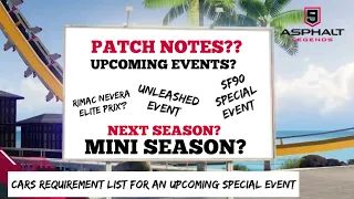 Asphalt 9 Next Season Patch Note Mini Season Rimac Elite GP SF90 Special Event Unleashed Event,Monza