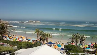 Already packed beach at 10am during Cape Towns' heatwave! Captured by live stream webcam in Clifton