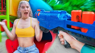 24 HOURS PRANKING MY FRIENDS WITH NERF !!