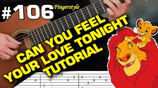 Elton John Can you feel your love tonight acoustic guitar tutorial  instrumental fingerstyle cover