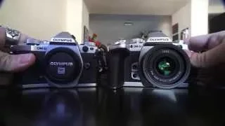 The Olympus E-M5Ii and E-M1 side by side.