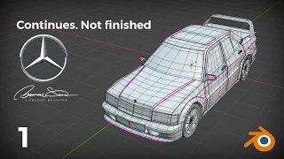 Mercedes Benz 190 E 2.5-16 Evolution II 3D Car Modeling Timelapse - Part 1