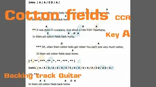 Cotton Fields (CCR) - Key A - Backing Track Guitar + Chord