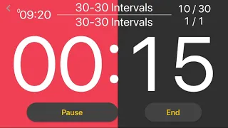 30 x (30 seconds - 30 seconds) intervals by Interval Timer X Workout Timer app