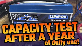 Weize 100ah Lifepo4 Battery Capacity Test After 1 Year of Use