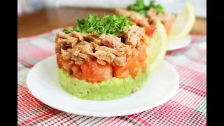 Быстрый фитнес-салат из тунца и авокадо ПП