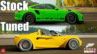 Forza Horizon 4: Stock vs Tuned! Porsche 911 GT3RS vs Lotus Elise!