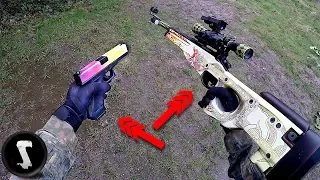 Guy Using $1250 REAL CS:GO AWP Dragon Lore and Glock Fade in Airsoft War