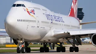 INCREDIBLE 747 ENGINE SOUND - 4 Up Close 747-400 Takeoffs at Manchester Airport - CF6-80