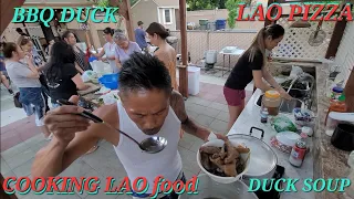 Grilled BBQ ducks, Lao pizza & Larb duck- Cook Lao food together with friends and family visiting