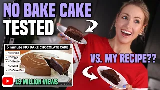 I Tried the 5 MINUTE NO BAKE CHOCOLATE CAKE Recipe || Viral Kitchen #2