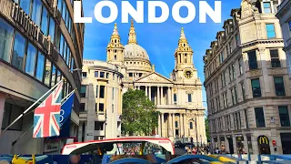 England, London Open Bus Ride 🇬🇧 Showing You Most Visited London Iconic Landmarks Tour 4K HDR