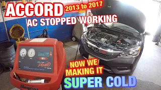 AC stopped working while driving on Honda Accord 2013 to 2017 | Recharge AC make it SUPER COLD