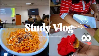 Study Vlog - Spicy ramen, cupcake, lectures, study, writing notes | Methuli Lawanma