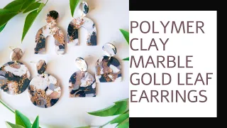 Polymer Clay Gold Leaf Marble Earring Tutorial | Polymer Clay Marble Beginner Technique